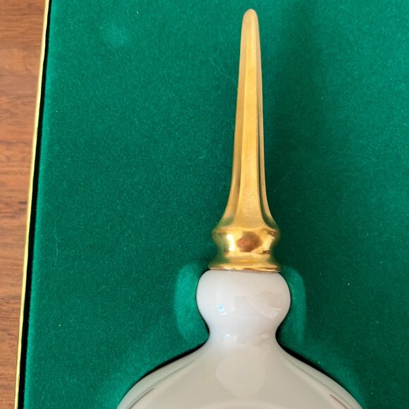 Lenox China Treetop Ornament Vintage 1980s Christmas Tree Topper Gold & White 8" - Picture 10 of 13